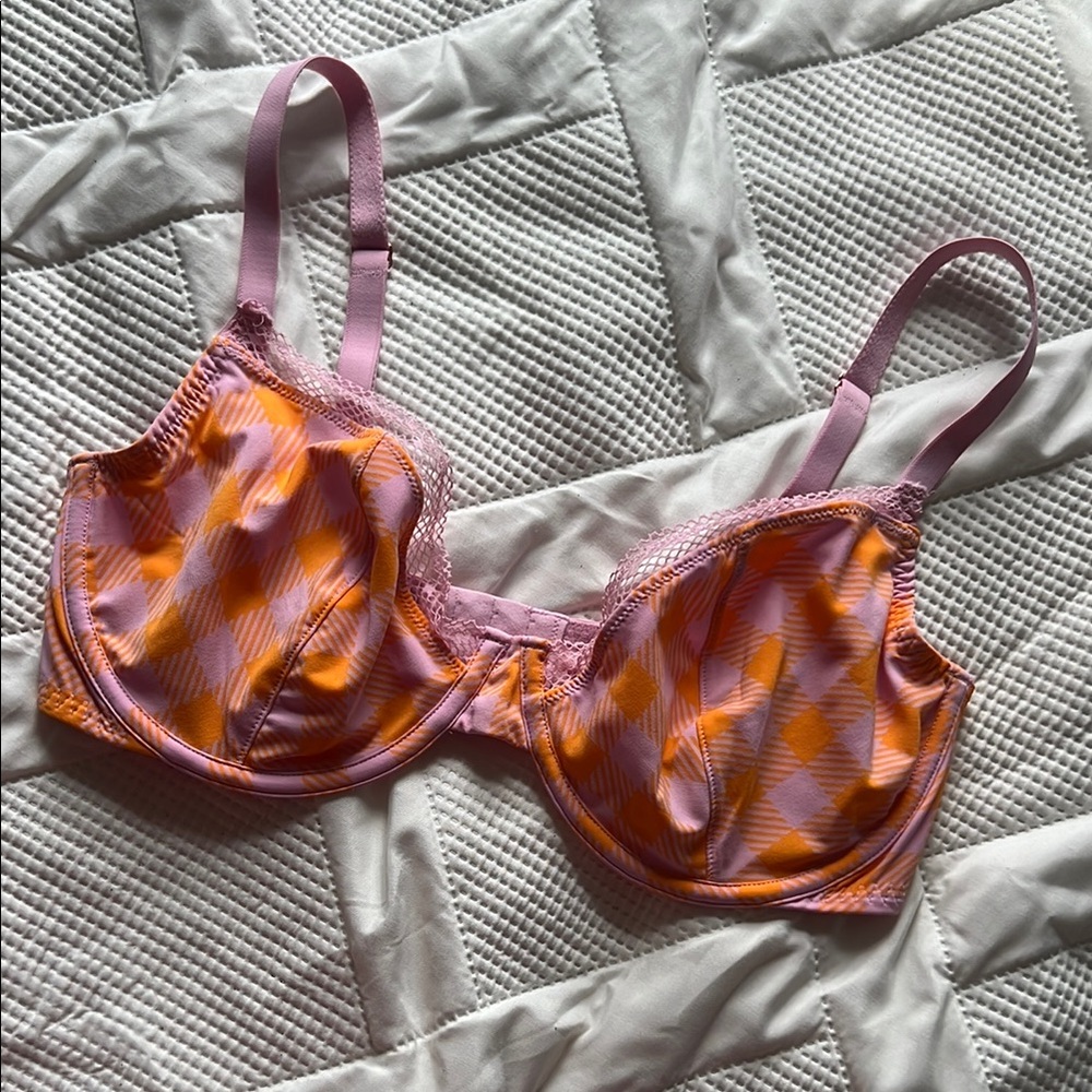 Savage X Fenty Pink and Orange Full Coverage Bra